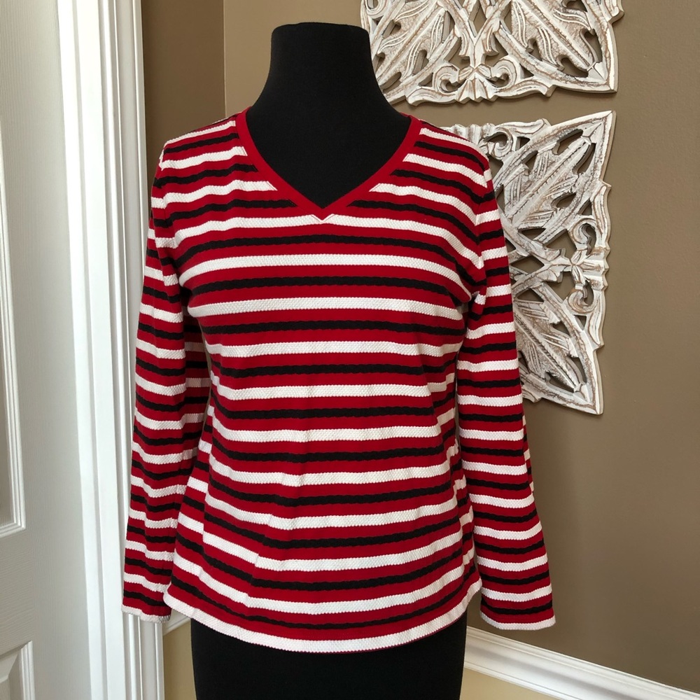 ⭐️ Talbots Striped Pullover V-Neck Top Size MP
